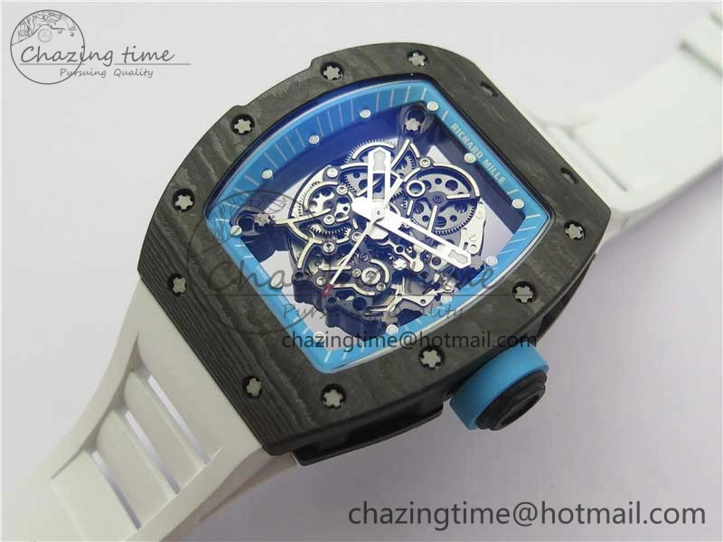 RM055 Real NTPT ZF 1:1 Best Edition Skeleton Dial on White Rubber Strap SEIKO Movement