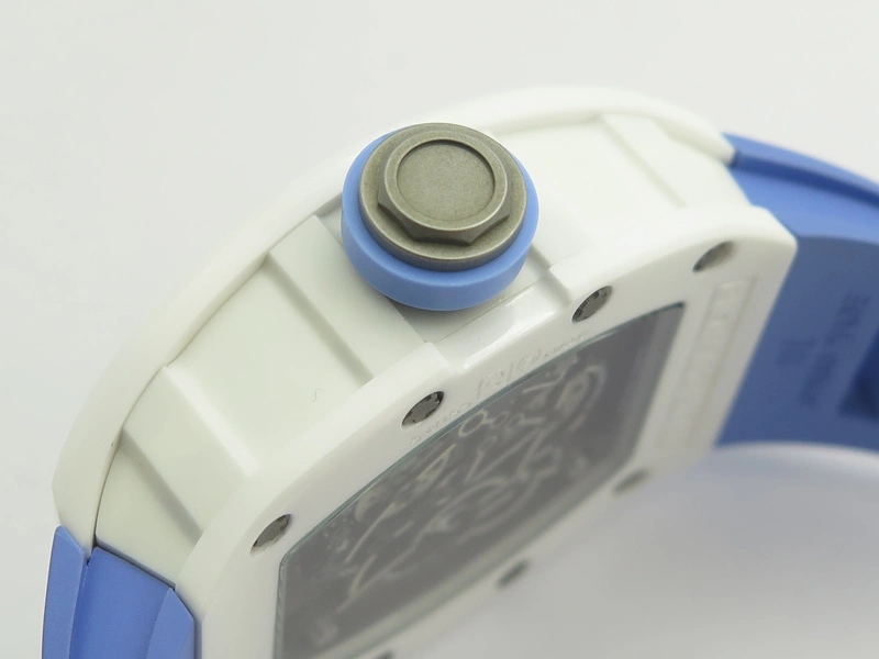 RM055 Real White Ceramic Case KVF Best Edition Blue Inner Bezel Skeleton Dial Blue On Blue Rubber Strap MIYOTA8215 V2