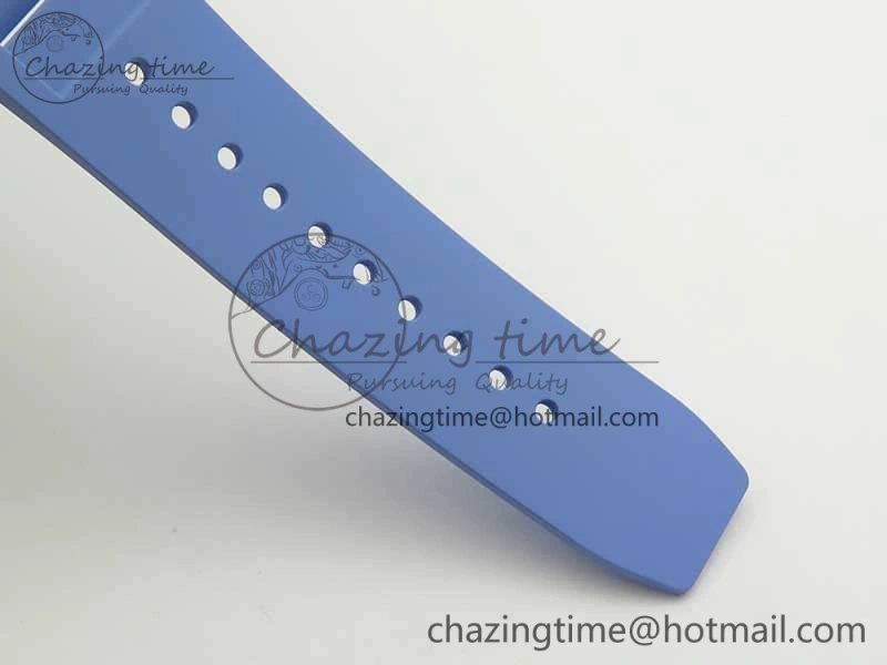 RM055 Real White Ceramic Case KVF Best Edition Blue Inner Bezel Skeleton Dial Blue On Blue Rubber Strap MIYOTA8215 V2