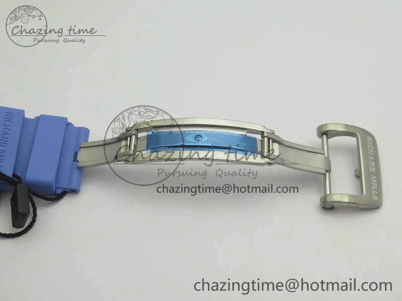 RM055 Real White Ceramic Case KVF Best Edition Blue Inner Bezel Skeleton Dial Blue On Blue Rubber Strap MIYOTA8215 V2