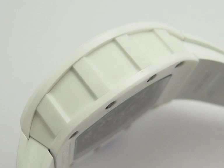RM055 Real White Ceramic Case KVF Best Edition Blue Inner Bezel Skeleton Dial Blue On White Rubber Strap MIYOTA8215 V2