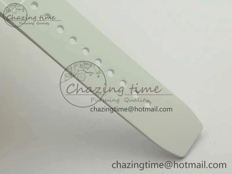 RM055 Real White Ceramic Case KVF Best Edition Blue Inner Bezel Skeleton Dial Blue On White Rubber Strap MIYOTA8215 V2