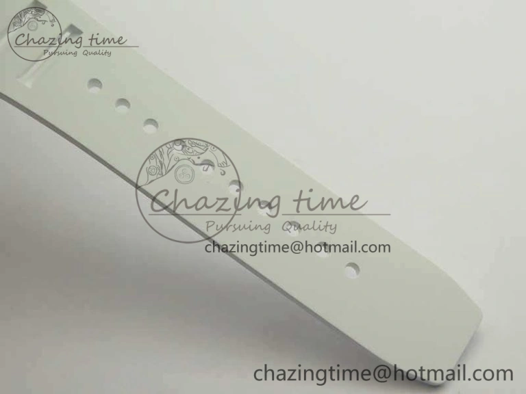 RM055 Real White Ceramic Case KVF Best Edition Blue Inner Bezel Skeleton Dial Blue On White Rubber Strap MIYOTA8215 V2