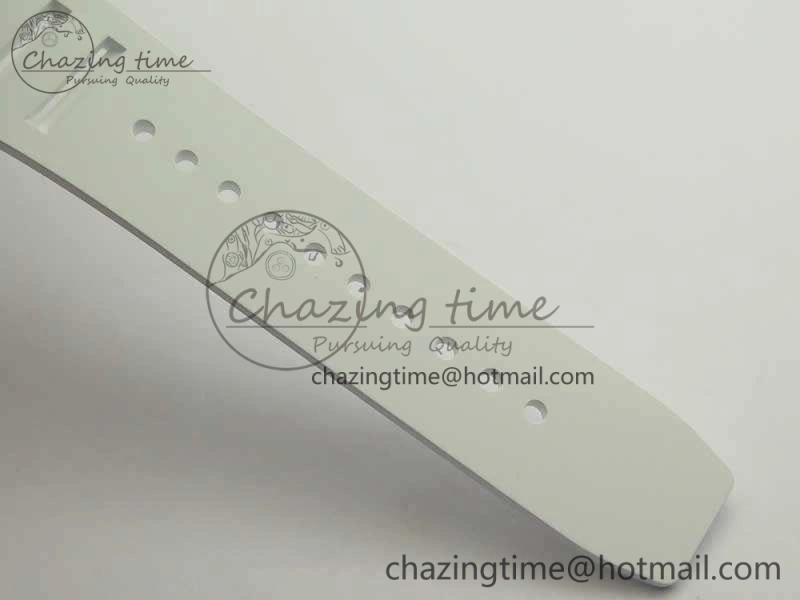 RM055 Real White Ceramic Case KVF Best Edition Blue Inner Bezel Skeleton Dial Blue On White Rubber Strap MIYOTA8215 V2