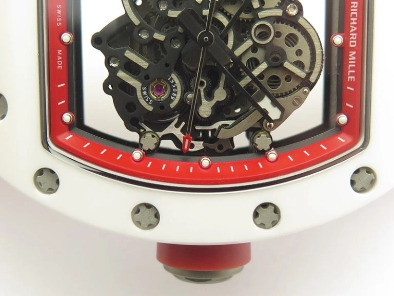 RM055 Real White Ceramic Case KVF Best Edition Red Inner Bezel Skeleton Dial Red On Red Rubber Strap MIYOTA8215 V2