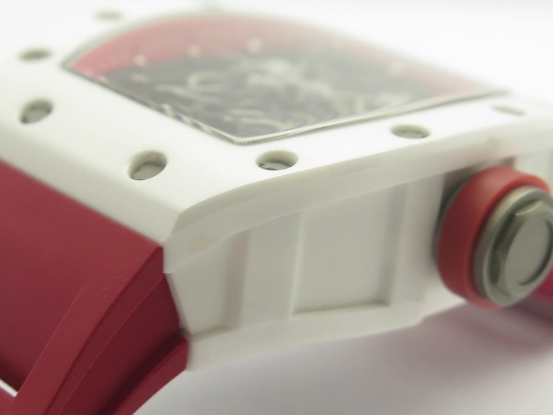 RM055 Real White Ceramic Case KVF Best Edition Red Inner Bezel Skeleton Dial Red On Red Rubber Strap MIYOTA8215 V2