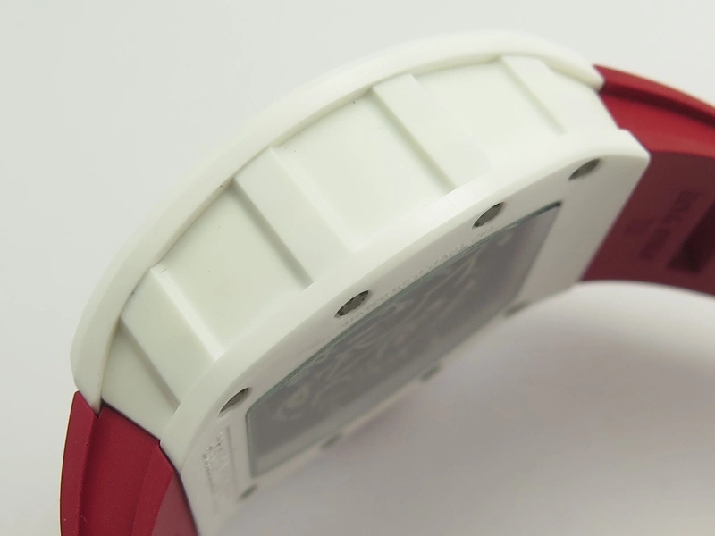 RM055 Real White Ceramic Case KVF Best Edition Red Inner Bezel Skeleton Dial Red On Red Rubber Strap MIYOTA8215 V2