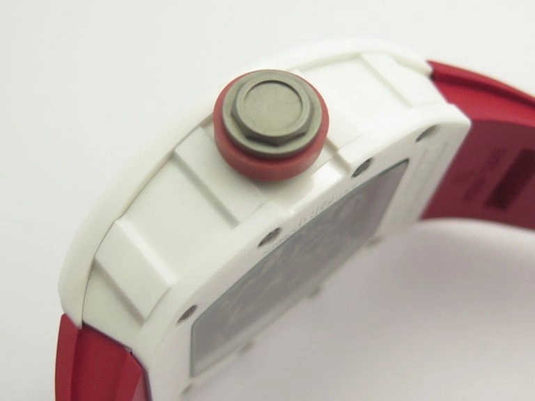 RM055 Real White Ceramic Case KVF Best Edition Red Inner Bezel Skeleton Dial Red On Red Rubber Strap MIYOTA8215 V2