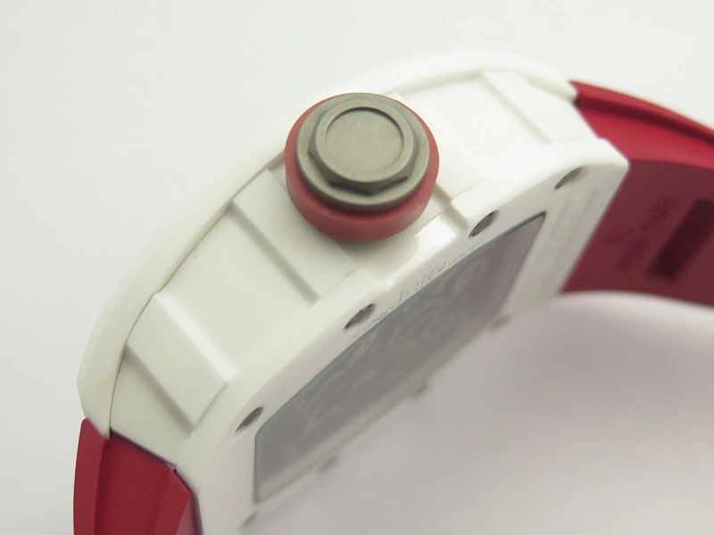RM055 Real White Ceramic Case KVF Best Edition Red Inner Bezel Skeleton Dial Red On Red Rubber Strap MIYOTA8215 V2