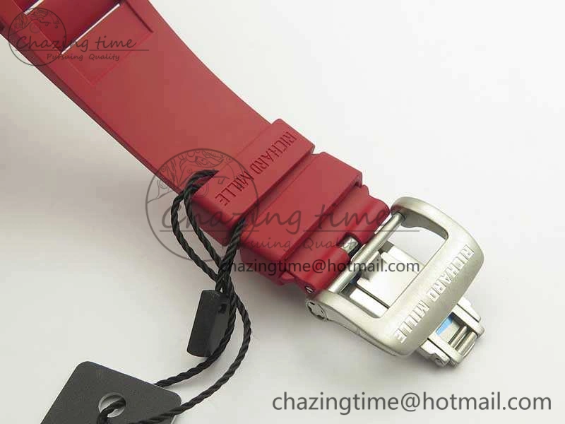 RM055 Real White Ceramic Case KVF Best Edition Red Inner Bezel Skeleton Dial Red On Red Rubber Strap MIYOTA8215 V2