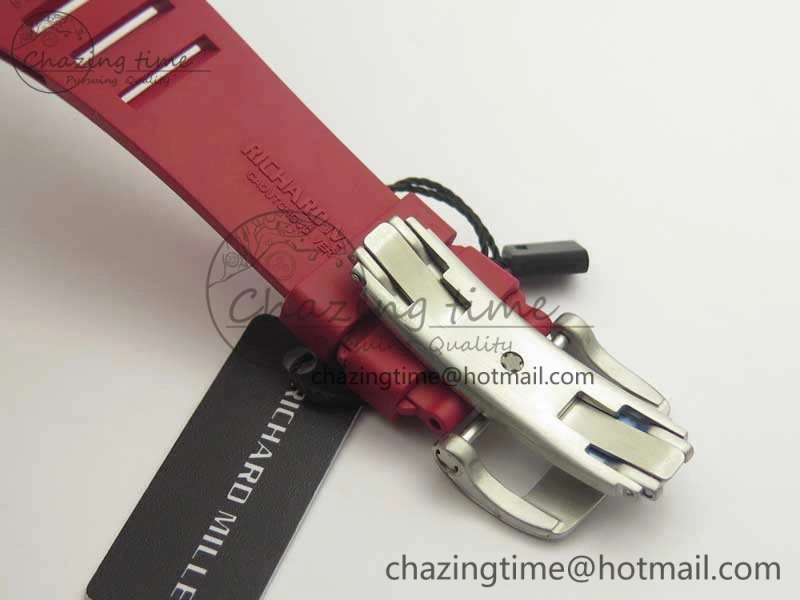 RM055 Real White Ceramic Case KVF Best Edition Red Inner Bezel Skeleton Dial Red On Red Rubber Strap MIYOTA8215 V2