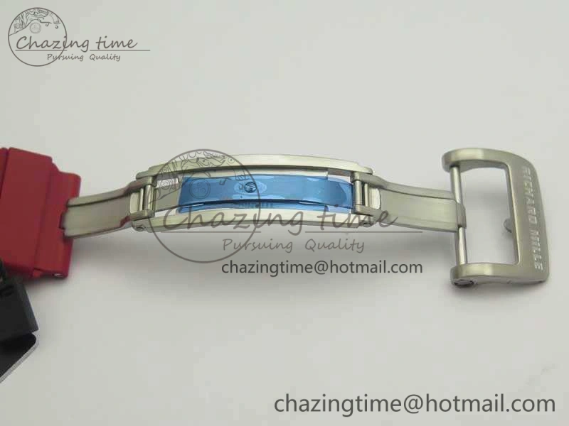 RM055 Real White Ceramic Case KVF Best Edition Red Inner Bezel Skeleton Dial Red On Red Rubber Strap MIYOTA8215 V2