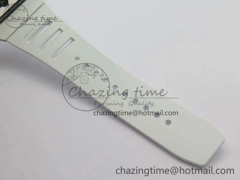 RM055 Real White Ceramic Case KVF Best Edition Skeleton Dial Red On Rubber Strap MIYOTA8215