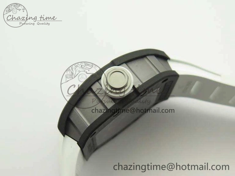 RM055 TI Case KVF Best Edition Carbon Bezel Skeleton Dial White Inner Bezel On Rubber Strap MIYOTA8215