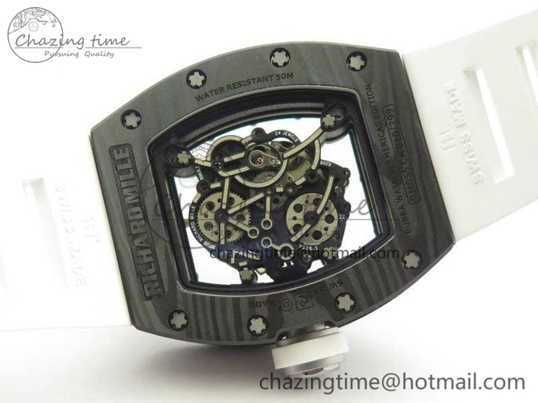 RM055 TI Case KVF Best Edition Carbon Bezel Skeleton Dial White Inner Bezel On Rubber Strap MIYOTA8215