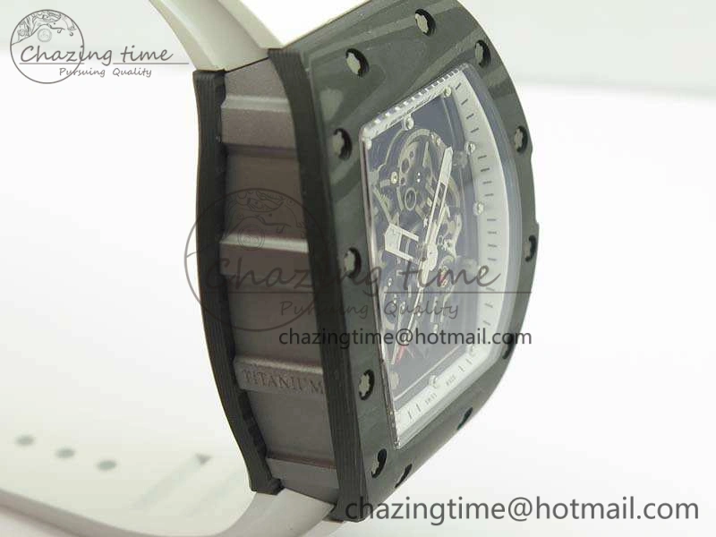 RM055 TI Case KVF Best Edition Carbon Bezel Skeleton Dial White Inner Bezel On Rubber Strap MIYOTA8215