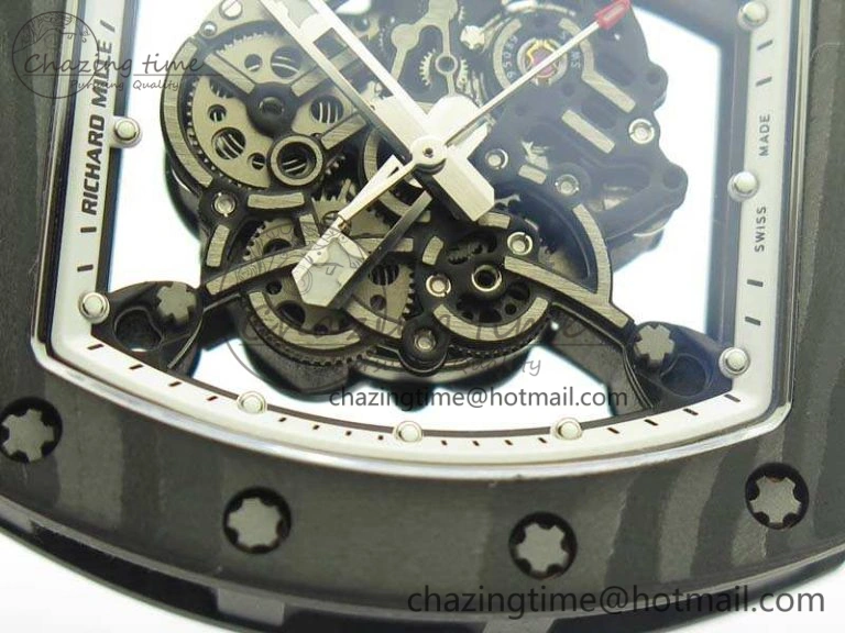 RM055 TI Case KVF Best Edition Carbon Bezel Skeleton Dial White Inner Bezel On Rubber Strap MIYOTA8215