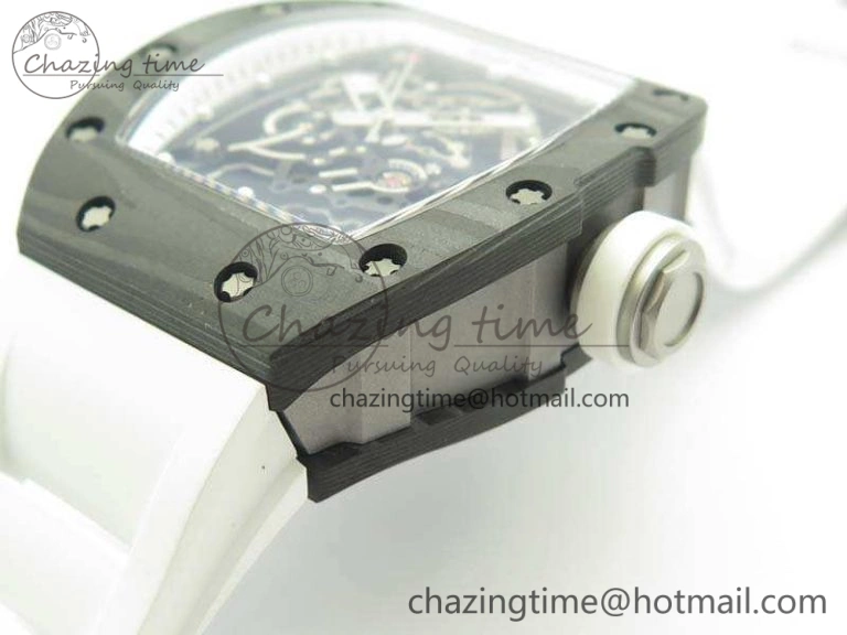 RM055 TI Case KVF Best Edition Carbon Bezel Skeleton Dial White Inner Bezel On Rubber Strap MIYOTA8215