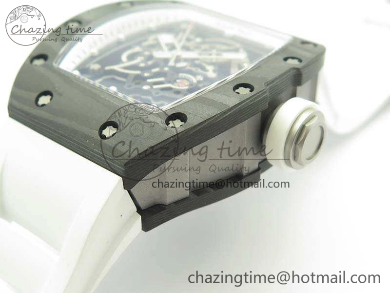 RM055 TI Case KVF Best Edition Carbon Bezel Skeleton Dial White Inner Bezel On Rubber Strap MIYOTA8215