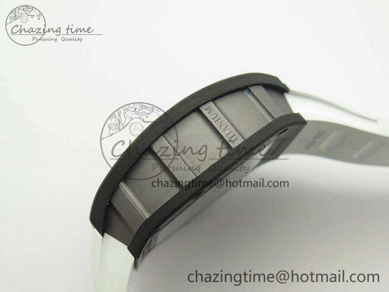 RM055 TI Case KVF Best Edition Skeleton Dial White Inner Bezel Black On Rubber Strap MIYOTA8215