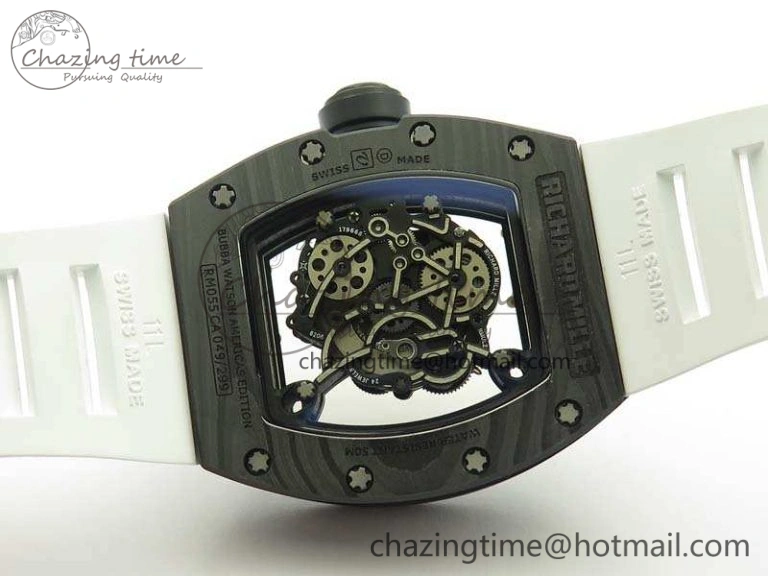 RM055 TI Case KVF Best Edition Skeleton Dial White Inner Bezel Black On Rubber Strap MIYOTA8215
