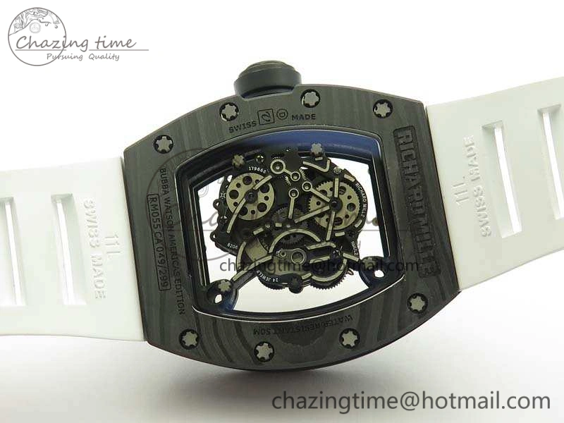 RM055 TI Case KVF Best Edition Skeleton Dial White Inner Bezel Black On Rubber Strap MIYOTA8215