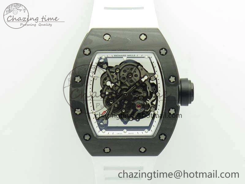 RM055 TI Case KVF Best Edition Skeleton Dial White Inner Bezel Black On Rubber Strap MIYOTA8215