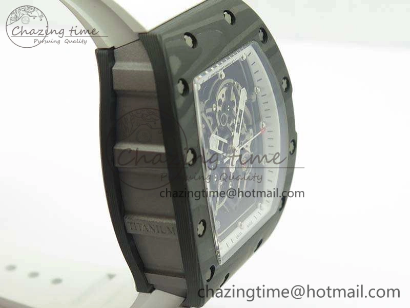 RM055 TI Case KVF Best Edition Skeleton Dial White Inner Bezel Black On Rubber Strap MIYOTA8215
