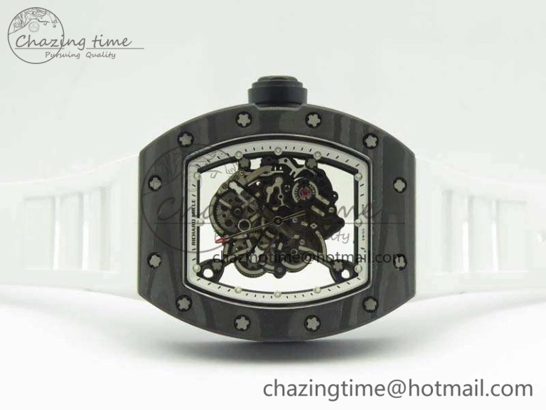 RM055 TI Case KVF Best Edition Skeleton Dial White Inner Bezel Black On Rubber Strap MIYOTA8215