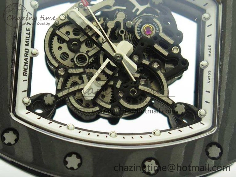 RM055 TI Case KVF Best Edition Skeleton Dial White Inner Bezel Black On Rubber Strap MIYOTA8215