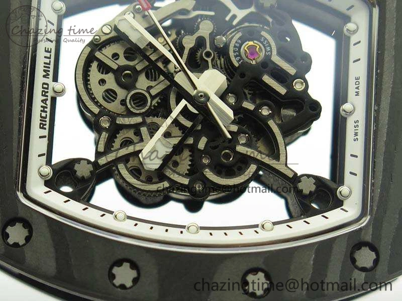 RM055 TI Case KVF Best Edition Skeleton Dial White Inner Bezel Black On Rubber Strap MIYOTA8215
