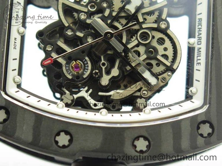 RM055 TI Case KVF Best Edition Skeleton Dial White Inner Bezel Black On Rubber Strap MIYOTA8215