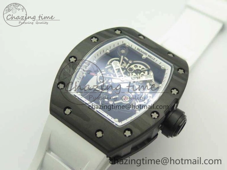RM055 TI Case KVF Best Edition Skeleton Dial White Inner Bezel Black On Rubber Strap MIYOTA8215