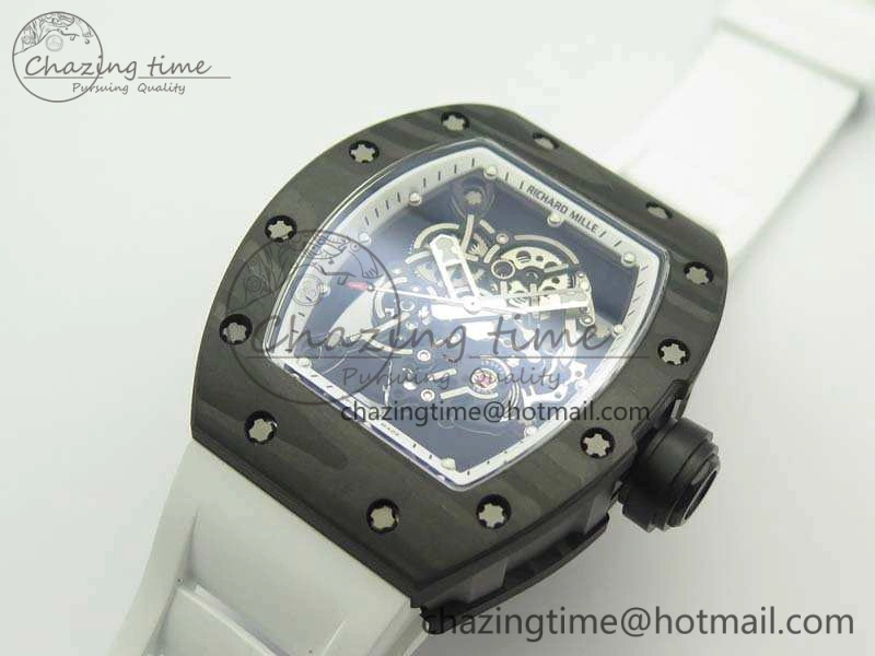RM055 TI Case KVF Best Edition Skeleton Dial White Inner Bezel Black On Rubber Strap MIYOTA8215