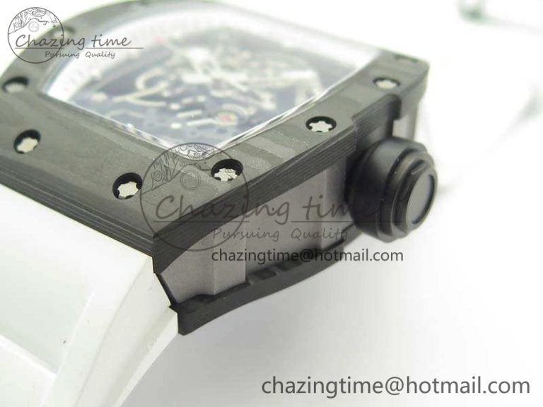 RM055 TI Case KVF Best Edition Skeleton Dial White Inner Bezel Black On Rubber Strap MIYOTA8215