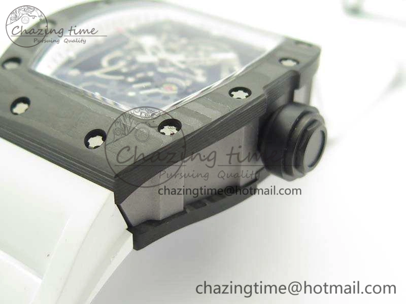 RM055 TI Case KVF Best Edition Skeleton Dial White Inner Bezel Black On Rubber Strap MIYOTA8215