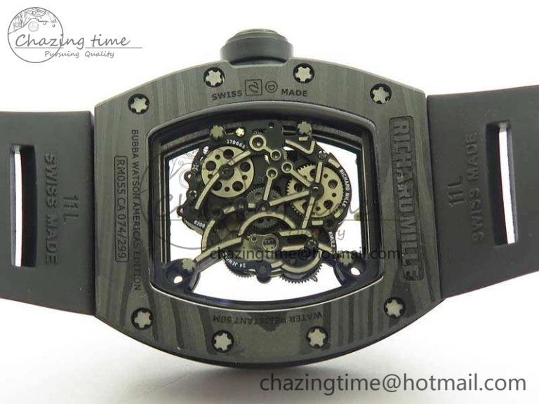 RM055 TI Case KVF Best Edition Skeleton Dial White Inner Bezel On Black Rubber Strap MIYOTA8215