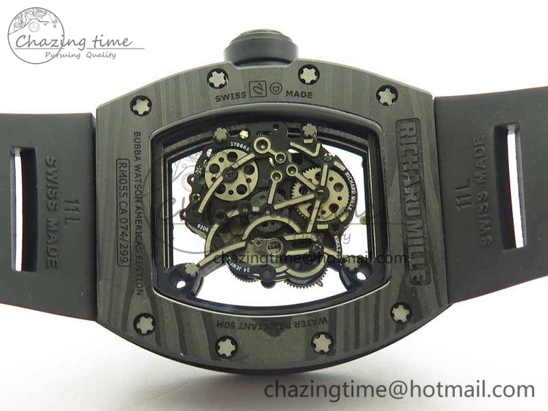 RM055 TI Case KVF Best Edition Skeleton Dial White Inner Bezel On Black Rubber Strap MIYOTA8215