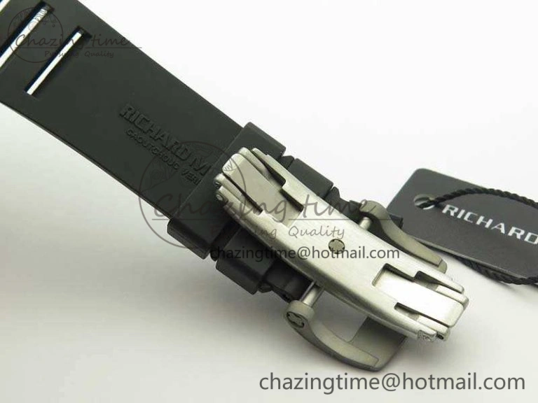 RM055 TI Case KVF Best Edition Skeleton Dial White Inner Bezel On Black Rubber Strap MIYOTA8215