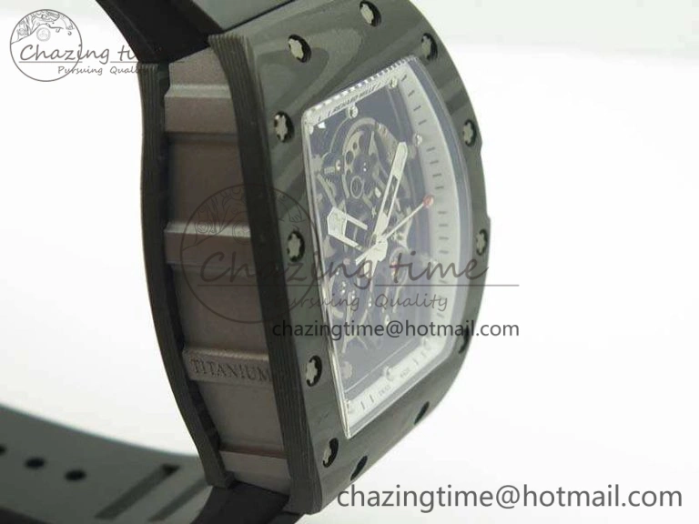 RM055 TI Case KVF Best Edition Skeleton Dial White Inner Bezel On Black Rubber Strap MIYOTA8215