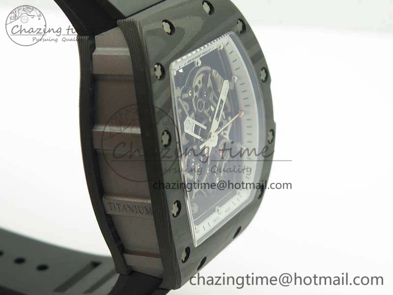 RM055 TI Case KVF Best Edition Skeleton Dial White Inner Bezel On Black Rubber Strap MIYOTA8215