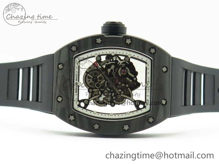 RM055 TI Case KVF Best Edition Skeleton Dial White Inner Bezel On Black Rubber Strap MIYOTA8215