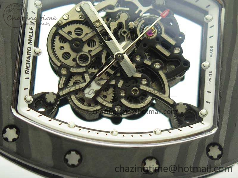 RM055 TI Case KVF Best Edition Skeleton Dial White Inner Bezel On Black Rubber Strap MIYOTA8215