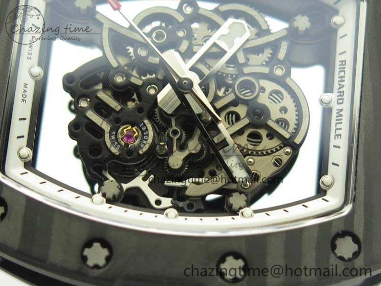 RM055 TI Case KVF Best Edition Skeleton Dial White Inner Bezel On Black Rubber Strap MIYOTA8215