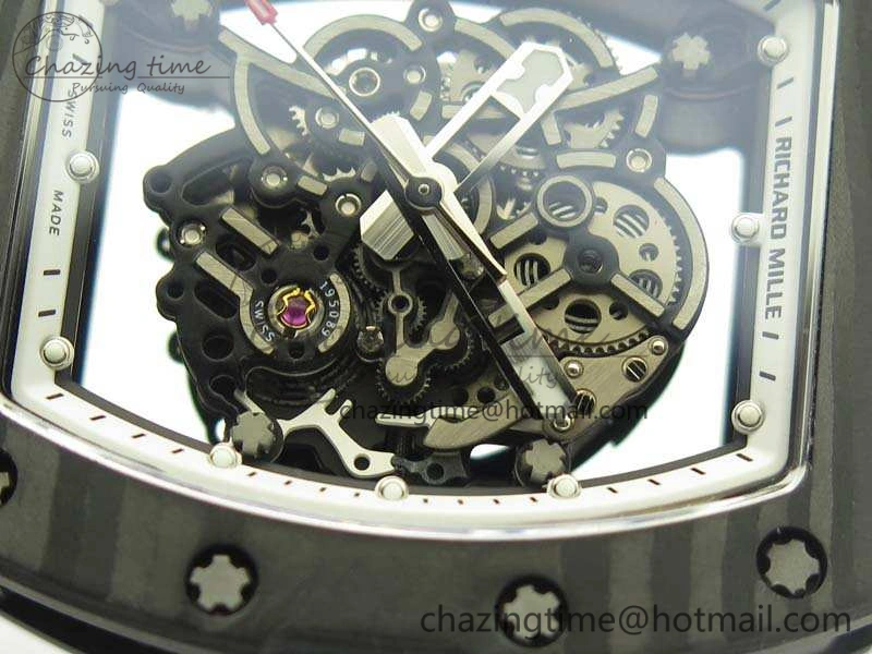 RM055 TI Case KVF Best Edition Skeleton Dial White Inner Bezel On Black Rubber Strap MIYOTA8215