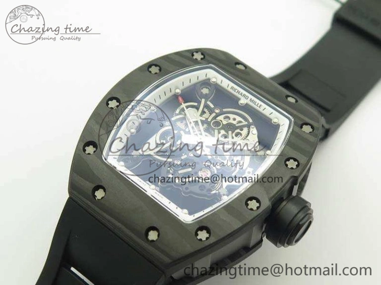 RM055 TI Case KVF Best Edition Skeleton Dial White Inner Bezel On Black Rubber Strap MIYOTA8215