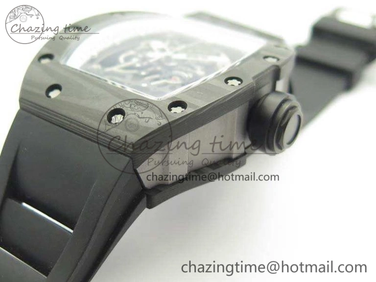 RM055 TI Case KVF Best Edition Skeleton Dial White Inner Bezel On Black Rubber Strap MIYOTA8215
