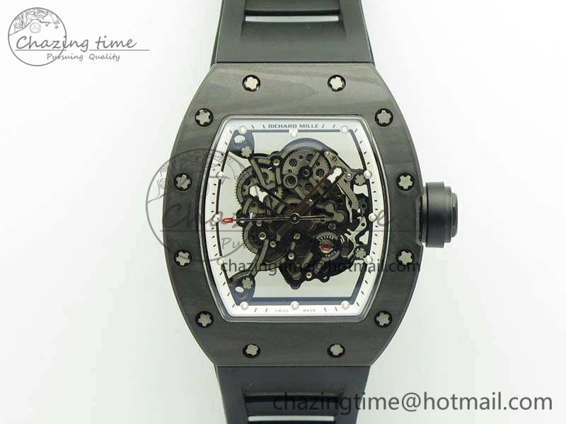 RM055 TI Case KVF Best Edition Skeleton Dial White Inner Bezel On Black Rubber Strap MIYOTA8215