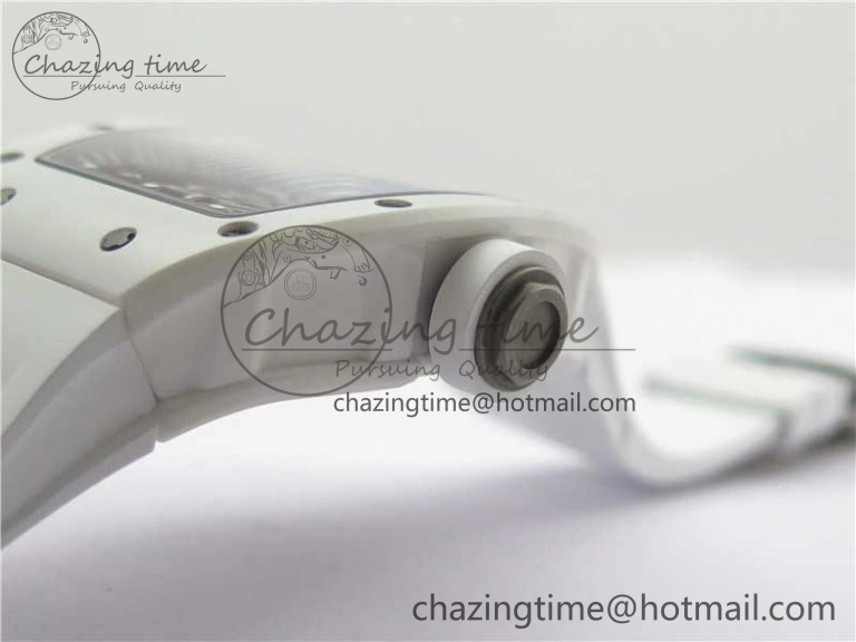RM055 Ti White Ceramic ZF 1:1 Best Edition Skeleton Dial on White Rubber Strap NH05A