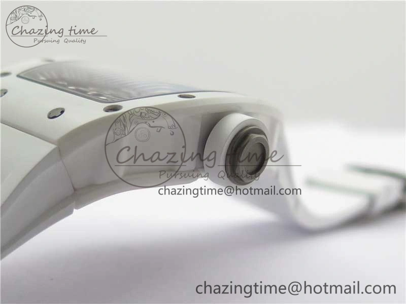 RM055 Ti White Ceramic ZF 1:1 Best Edition Skeleton Dial on White Rubber Strap NH05A